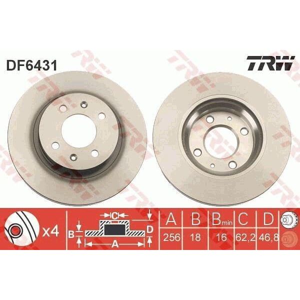 Trw DF6431 - Oe 51712 1J500 Disco Freno Per I20 (Pb)-image
