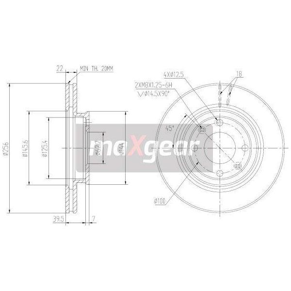 Maxgear 19-2376MAX - Oe 517121G000 Disco Freno Per Accent Iii (Mc), Accent (Hc), I20 (Pb), I20 (Gb, Ib), Rio Ii (Jb)-image