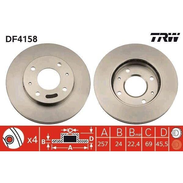 Trw DF4158 - Oe 51712 38100 Disco Freno Per Coupé (Rd), Lantra Ii (J-2), Sonata Iv (Ef)-image