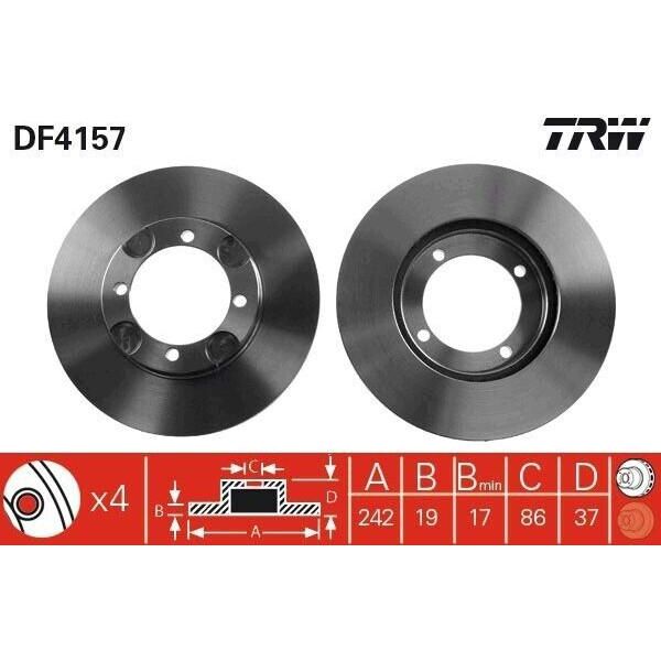 Trw DF4157 - Oe 51712 28000D Disco Freno Per Lantra I (J-1), Lantra Ii (J-2)-image