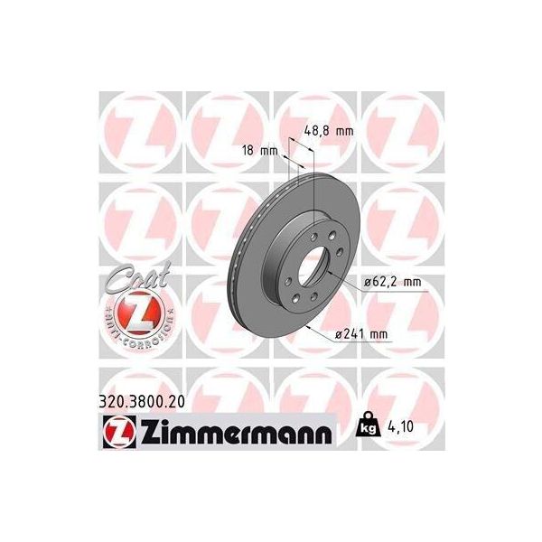 Zimmermann 320.3800.20 - Disco Freno Per I10 (Pa), I10 (Ba, Ia), Picanto (Sa), Picanto (Ta)-image