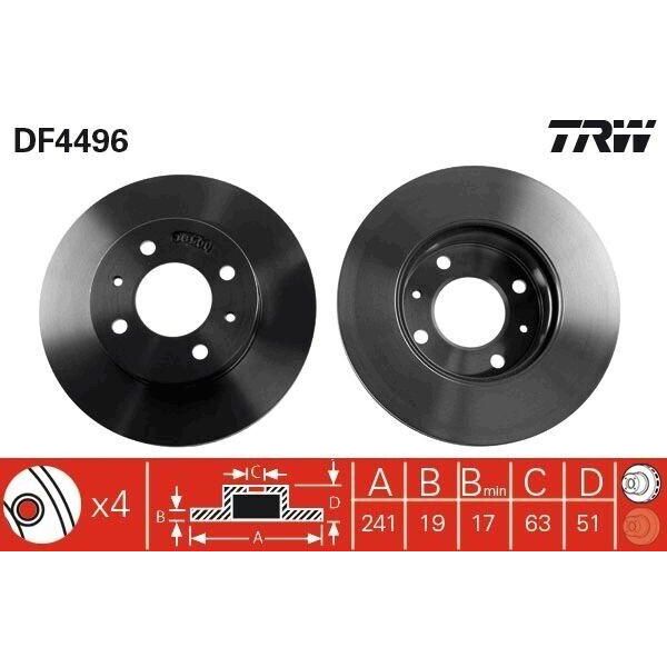Trw DF4496 - Oe 51712 25060 Disco Freno Per Accent Ii (Lc), Accent I (X-3)-image