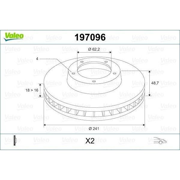 Valeo 197096 - Oe 51712 0X500 Disco Freno, Asse Anteriore Per I10 (Pa), I10 (Ba, Ia), Picanto (Sa), Picanto (Ta)-image