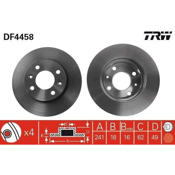 Trw DF4458 - Disco Freno Oe 51712 0X500 Per I10 (Pa), I10 (Ba, Ia), Picanto (Sa), Picanto (Ta)-image