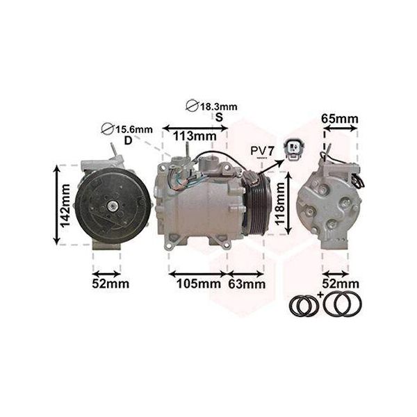 Van Wezel 2500K238 - Compressore Aria Condizionata Oe 38810RBA006 Per Accord Vii-image