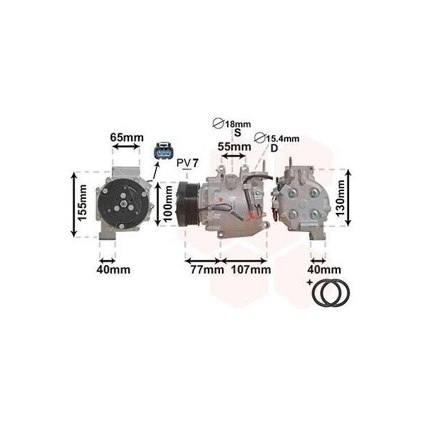 Van Wezel Compressore Aria Condizionata 2500K232 Per Honda CR-V Iii (Re)-image