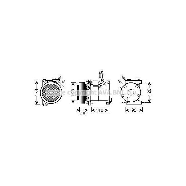 Prasco CRAK102 - Compressore Aria Condizionata Oe 5005440AA Per Voyager Iv-image