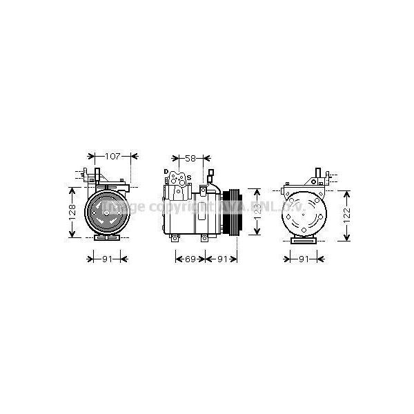 Prasco HYAK161 - Compressore Aria Condizionata Oe 977012C100 Per Coupé (Gk), Elantra (Xd), Matrix (Fc), Tiburon, Tucson (Jm), Sportage (Je, Km)-image