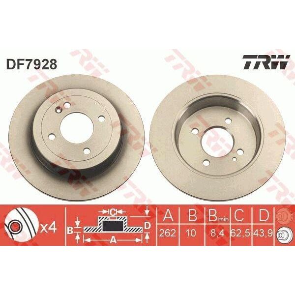 Trw DF7928 - Oe 58411 0U300 Disco Freno Per Accent Iv (Rb), Accent (Hc), Bayon (BC3), I20 (Gb, Ib), I30 (Gd), Solaria (Hcr), Rio Iii (Ub), Rio Iv (Fb, Sc, Yb), Stonic (Yb)-image