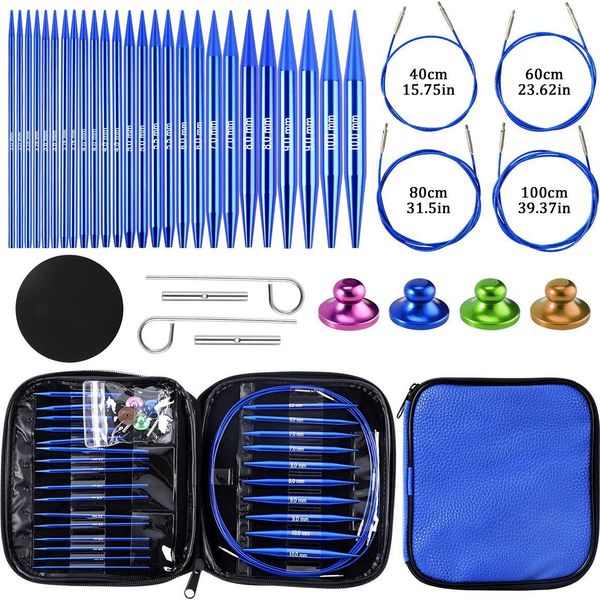 Inf Set Di 13 Paia Di Ferri Circolari Blu In Alluminio-image
