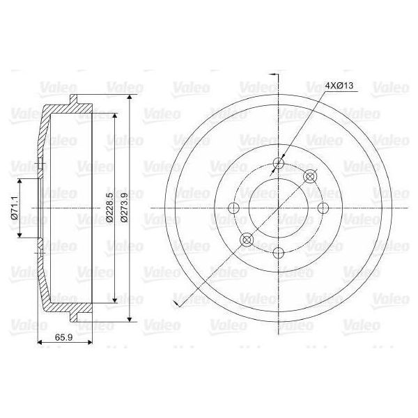 Valeo 237000 - Oe 4247 24 Tamburo Del Freno Per Zx (N2), Xsara, Berlingo, Partner (5, G), Partner, 406, 405 Ii, 306-image
