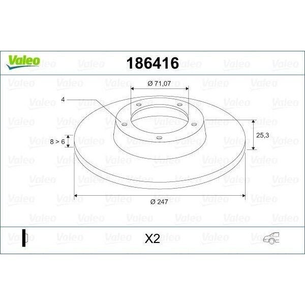 Valeo 186416 - Oe 4249 F5 Disco Freno, Asse Posteriore Per Xsara, Zx (N2), Saxo, 306, 206 (2E/K), 206 Sw (2E/K), 106 Ii, 206 Cc (2D), 206 (2A/C)-image