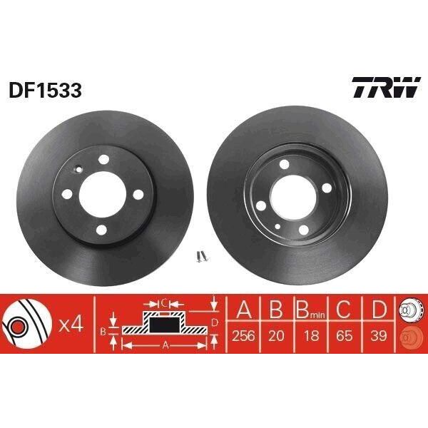 Disco Freno Trw DF1533 Oe 321615301D Compatibile Con Arosa, Cordoba, Ibiza, Inca, Toledo, Caddy, Corrado, Golf Iii, Golf Iv, Lupo, Passat 35I, Polo 6N, Polo 6V, Vento-image