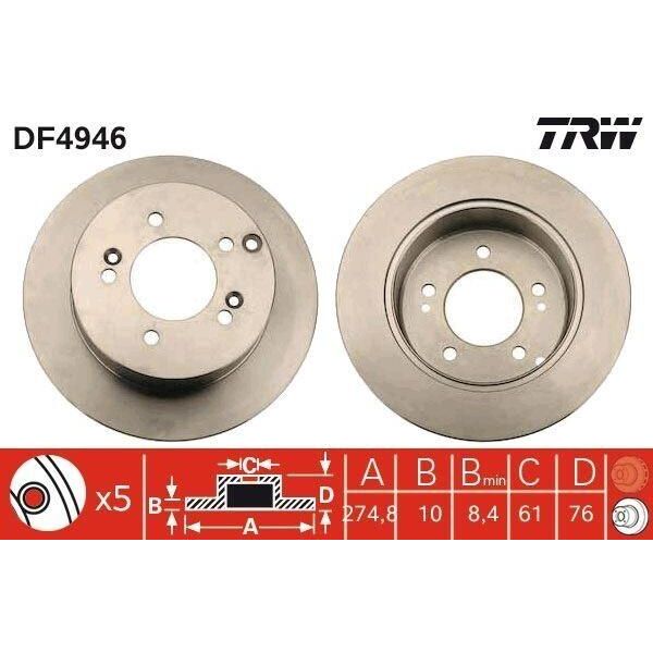 Trw DF4946 - Oe 58411 1D000 Disco Freno Per Carens Iii (Un), Carens Ii (Fj)-image