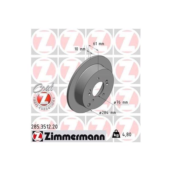 Zimmermann 285.3512.20 - Disco Freno Per Ix35, Santa Fe I (Sm), Tucson (Jm), Sportage (Je, Km), Sportage (Sl)-image