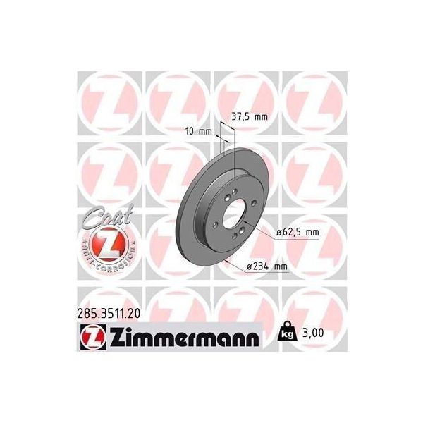 Zimmermann 285.3511.20 - Disco Freno Per I10 (Pa), Picanto (Sa), Picanto (Ta), Picanto (Ja)-image