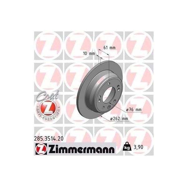 Zimmermann 285.3514.20 - Disco Freno Per I30 (Fd), Ix35, Sportage (Sl), Pro Ceed (Ed), Ceed (Ed)-image