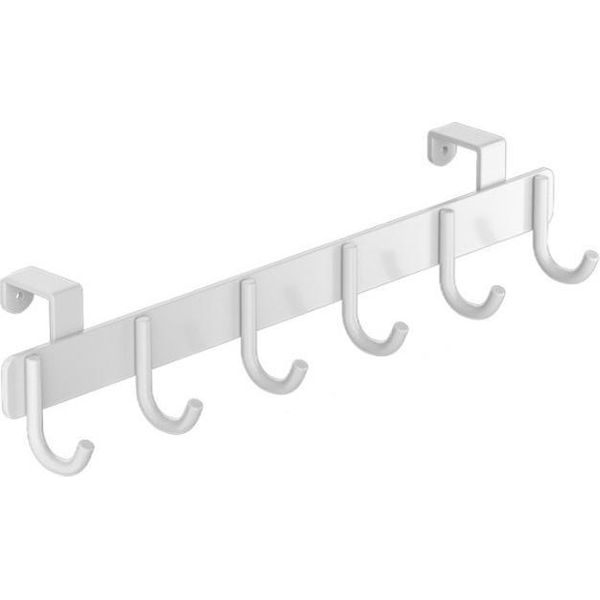 Inf Gancio Per Porta In Acciaio Inox, Salvaspazio Per Cucina E Bagno Bianco-image