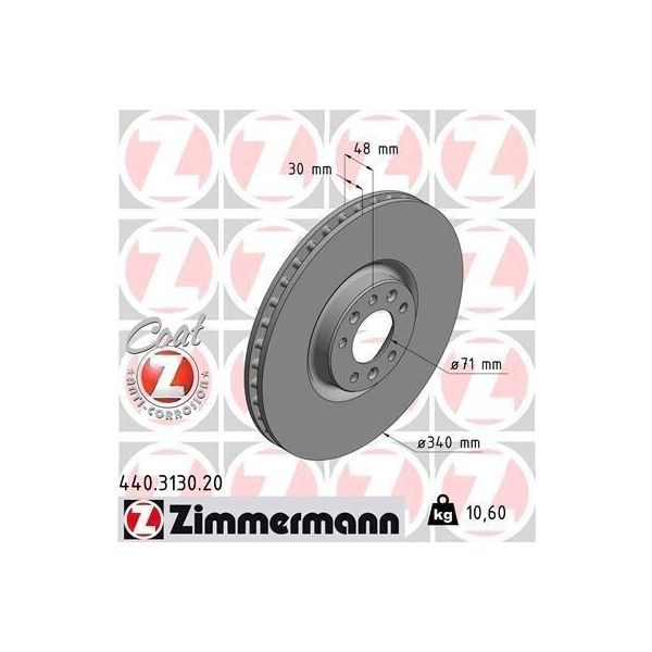 Zimmermann 440.3130.20 - Disco Freno Per C5 Iii (Rd), C5 Iii (Rw), C6 (Td), 407, 508 (8D), 508 (8E)-image