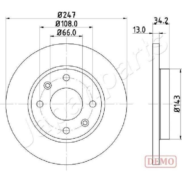 Japanparts DI-0630C - Oe 169014 Disco Freno, Asse Anteriore Per Xsara, 206+, 306, 206 (2A/C), 206 (2E/K), 206 Sw (2E/K)-image