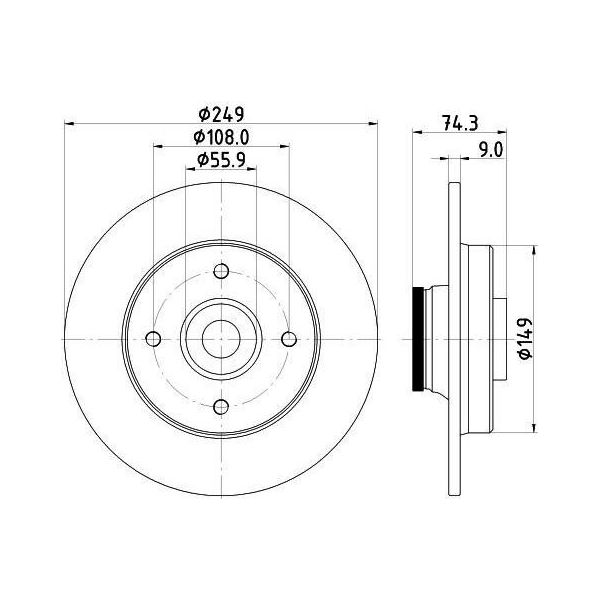 Hella 8DD 355 123-301 - Oe 1609249980 Disco Freno Per C4 Ii (Nc), C4 Picasso I (Ud), DS4, DS4 (Nx), 308 Cc (4B), 308 I, 308 Sw I-image