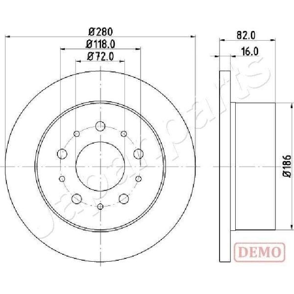 Japanparts DP-0216C - Oe 1606306680 Disco Freno, Asse Posteriore Per Jumper, Ducato, Boxer-image