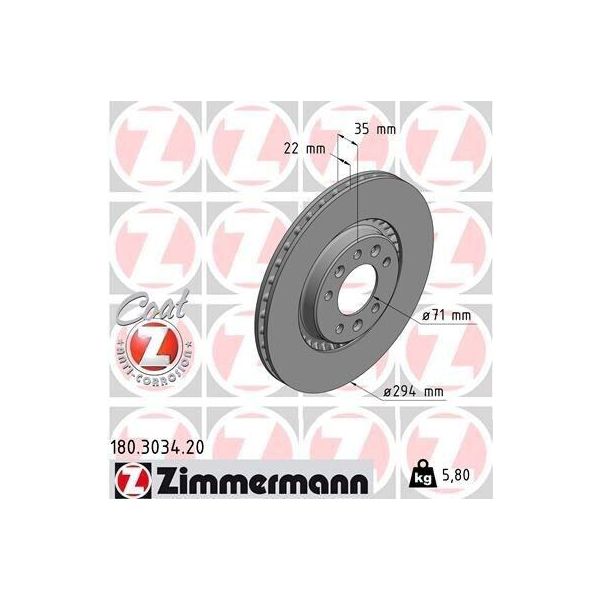 Zimmermann 180.3034.20 - Disco Freno Per Jumpy (V), Vivaro C (K0), Zafira Life, Expert (V), Traveller (V)-image