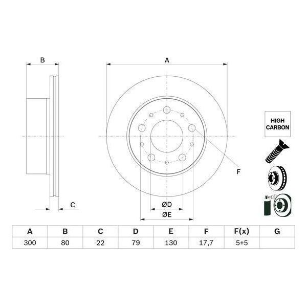 Bosch 0 986 479 E02 - Oe 16 124 357 80 Disco Freno Per Jumper, Ducato, Boxer-image