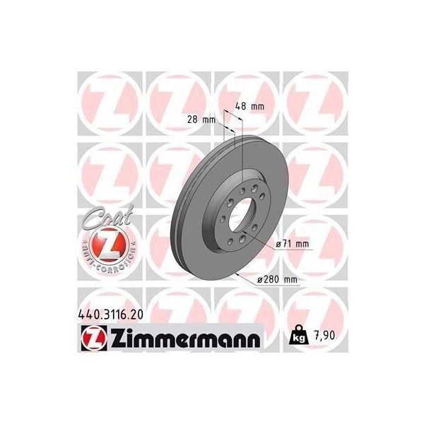 Zimmermann 440.3116.20 - Disco Freno Per Jumpy (VF7), Scudo, Expert (Vf), Expert Tepee (VF3X)-image