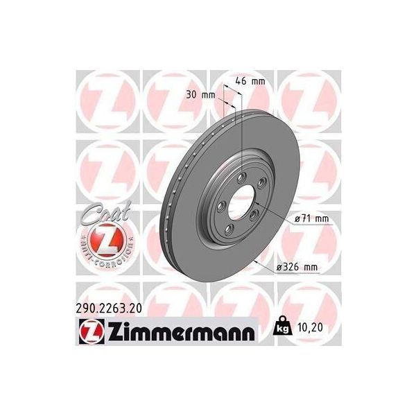 Zimmermann 290.2263.20 - Disco Freno Per Xk (X150), S-Type (X200), Xf (X250), Xj (X350, X358)-image