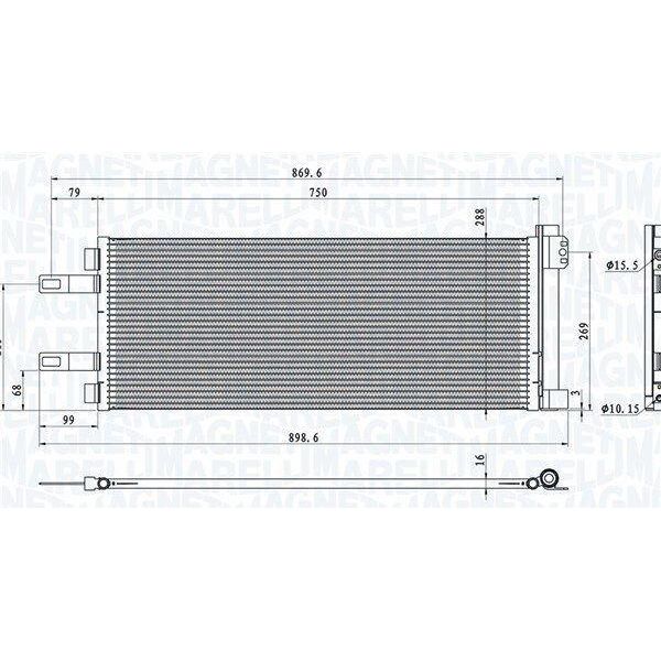 Magneti Marelli 350203623000 - Oe 1343785080 Condensatore Aria Condizionata Con Essiccatore Per Jumper, Ducato, Boxer-image