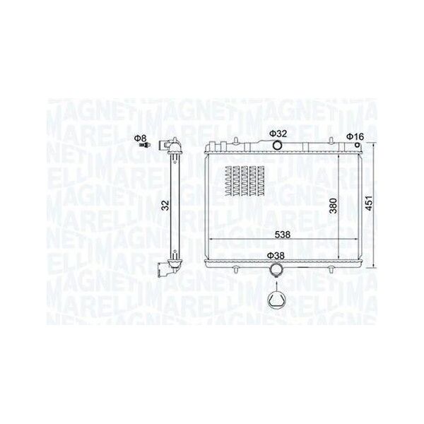 Magneti Marelli 350213151800 - Oe 1498986080 Radiatore, Raffreddamento Motore Per Jumpy (VF7), C8 (Ea, Eb), Ulysse, Scudo, Expert Tepee (VF3X), Expert (Vf), 807 (Eb)-image