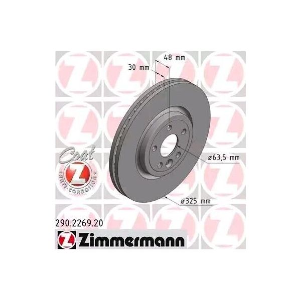 Zimmermann 290.2269.20 - Disco Freno Per Xe (X760), Xf (X260), F-Pace (X761), Range Rover Velar (L560)-image