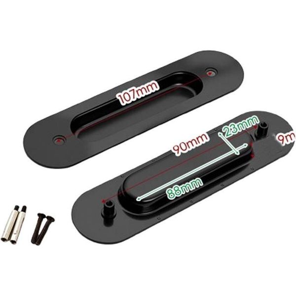 Inf Maniglia Incassata Per Porta A Scomparsa In Acciaio Inox 14X3X0 9Cm Set 2 Pezzi Nero-image
