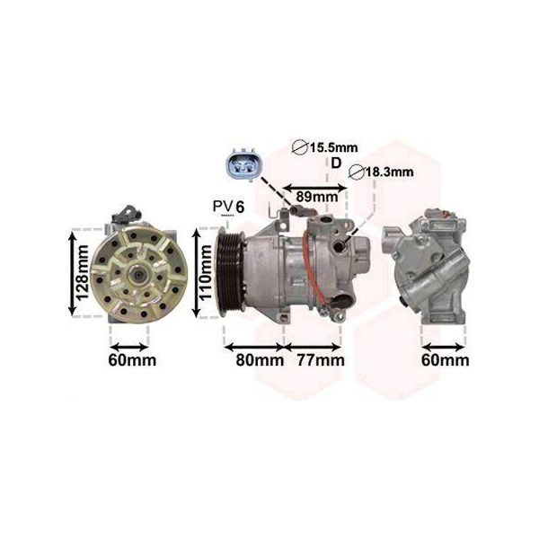 Van Wezel 5300K626 - Compressore Aria Condizionata Oe 88310 02390 Per Auris (E15), Corolla (E15)-image
