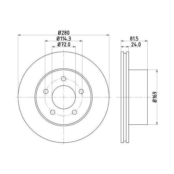 Hella 8DD 355 108-591 - Oe 05015965AA Disco Freno Per Cherokee (Xj), Grand Cherokee I (Zg, Zj), Wrangler I (Sj, Yj), Wrangler Ii (Tj)-image