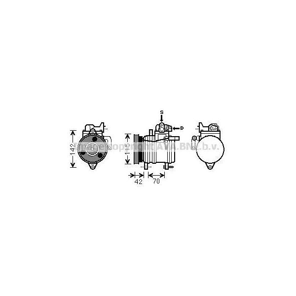 Prasco KAK121 - Compressore Aria Condizionata Oe 9770107100 Per I10 (Pa), Picanto (Sa)-image