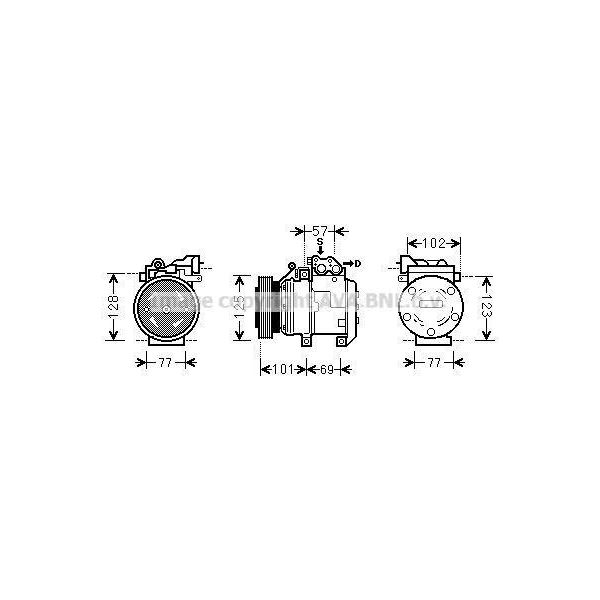 Prasco HYK208 - Compressore Aria Condizionata Oe 977012E300 Per Tucson (Jm), Sportage (Je, Km)-image
