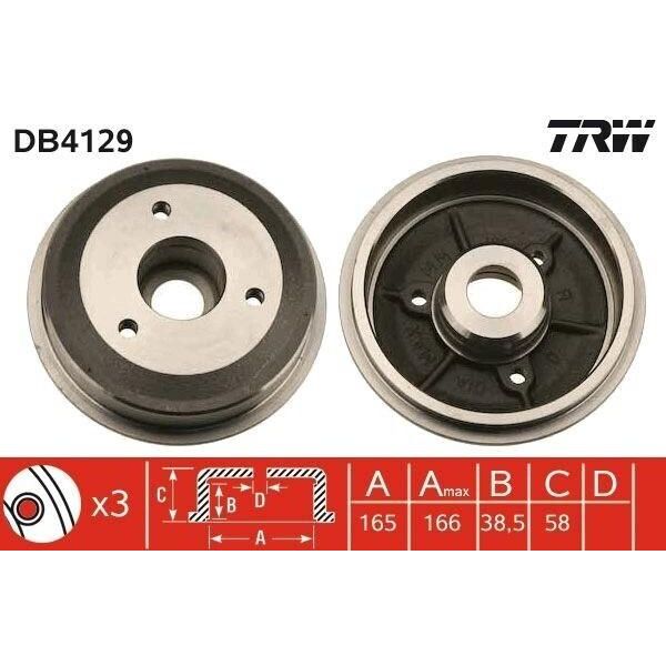 Trw DB4129 - Oe 4247 42 Bremstrommel Per Saxo, 106 Ii-image