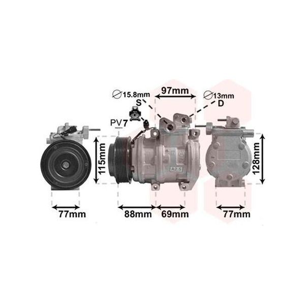 Van Wezel 8300K124 - Compressore Aria Condizionata Oe 97701 3E050 Per Sorento I (Jc)-image