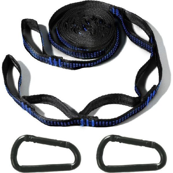 Inf 2 Pezzi Cinghie Amaca Da Campeggio Portatili Blu Con 2 Fibbie Nere-image