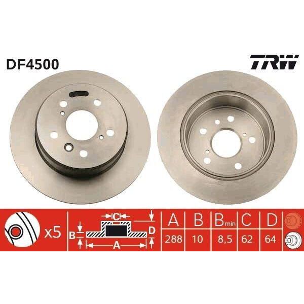 Trw DF4500 - Disco Freno Oe 42431 33030 Per Rx (MCU15), Camry (V1), Camry (V2), Camry (V3)-image