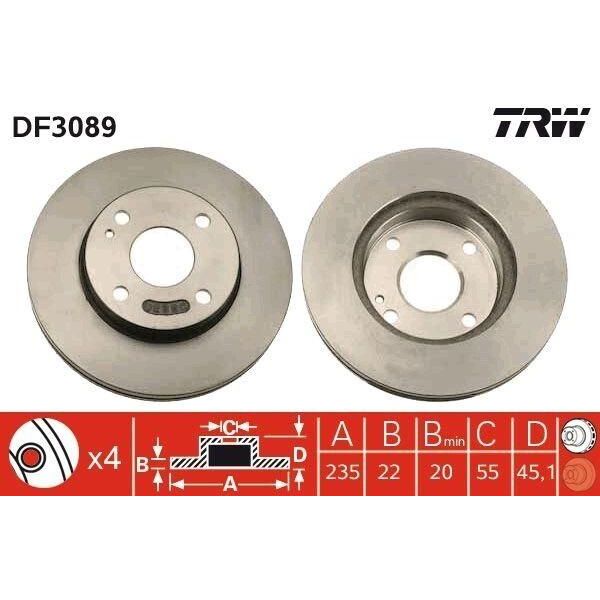 Trw DF3089 - Disco Freno Oe B461 33 25XD Per 323 (Bj), 323 (Ba), Demio (Dw)-image