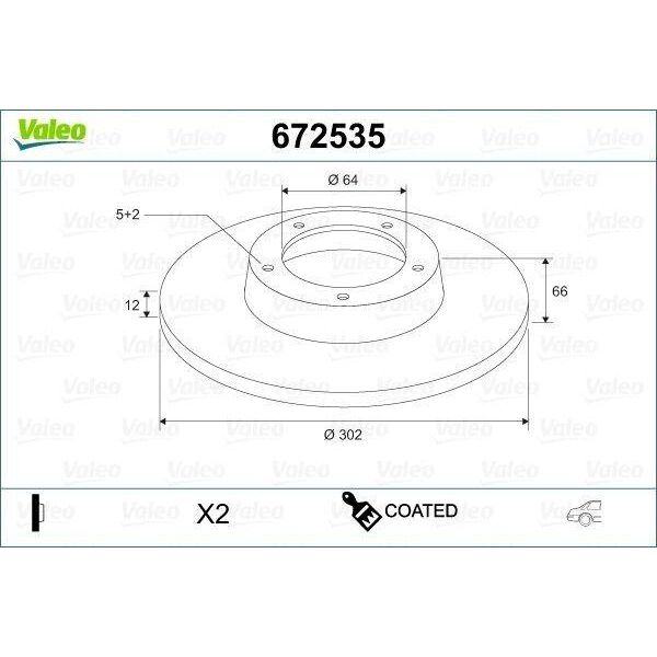 Valeo 672535 - Disco Freno Oe 6G912A315CC, Asse Posteriore Per Freelander 2 (L359)-image