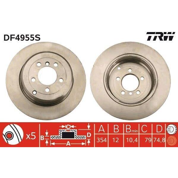 Trw DF4955S - Disco Freno Oe SDB000211 Per Range Rover Ii (P38A), Range Rover Iii (L322)-image