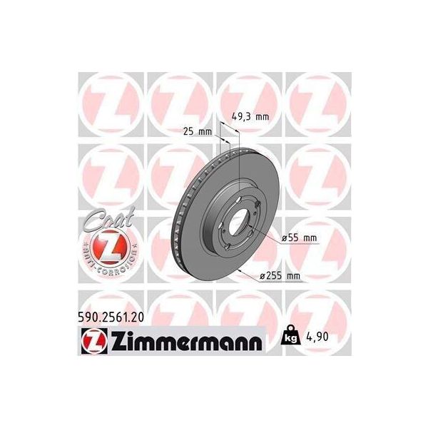 Zimmermann 590.2561.20 - Disco Freno Per Carina E (T19), Celica (T20), Celica (T23), Prius Plus (W4)-image