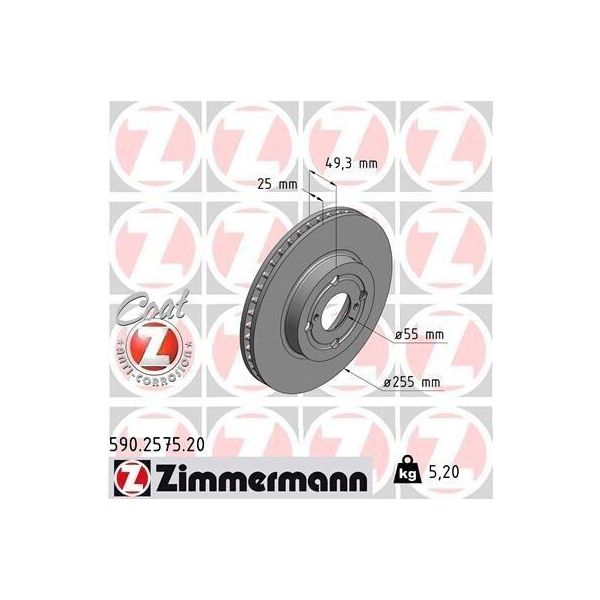 Zimmermann 590.2575.20 - Disco Freno Per Corolla (E12), Corolla Verso (E12)-image