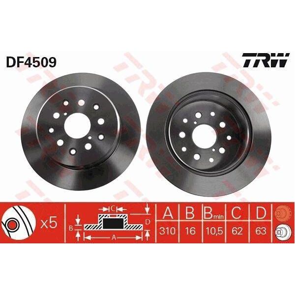 Trw DF4509 - Oe 42431 30260 Disco Freno Per Gs (S16), Is I (E1), Is Sportcross (E1)-image