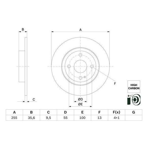Bosch 0 986 479 G72 - Oe N243 26 251 Disco Freno Per MX-5 Iv (Nd)-image