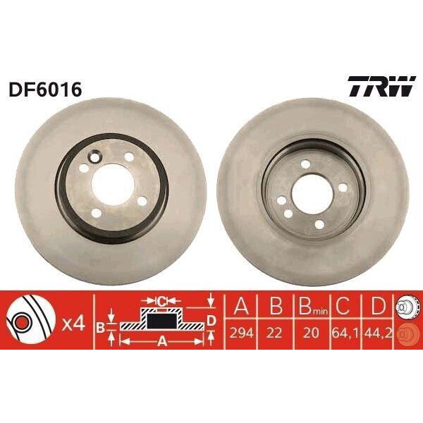 Trw DF6016 - Oe 34 11 6 768 933 Disco Freno Per R50, R53, R52-image